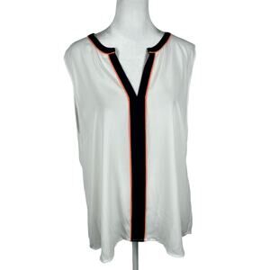 Nautica Sleeveless White Orange Navy Tank Top Size XXL 2XL V-Neck Business